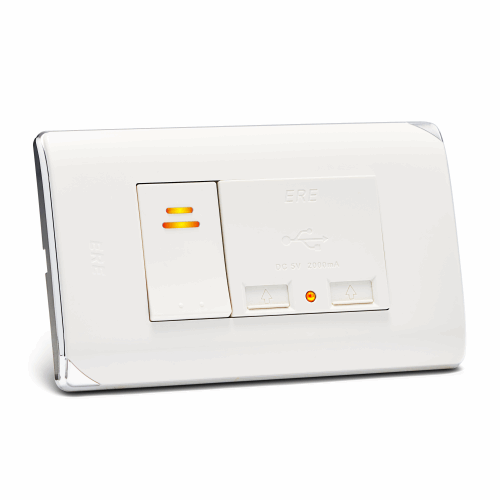 RCS-4101　RICEME 縷光USB充電器附開關(銀邊)