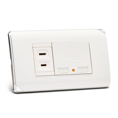 RCS-4310　RICEME 縷光USB充電器附單插座(銀邊)