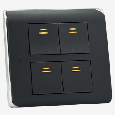 RCS-104H　(灰) RICEME 縷光四開關(銀邊)